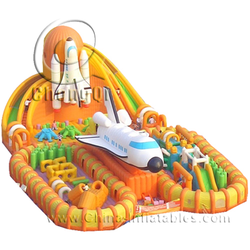 inflatable amusement park slide rocket plane space